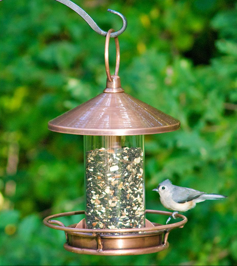 Classic Perch Bird Feeder in Copper Finish
