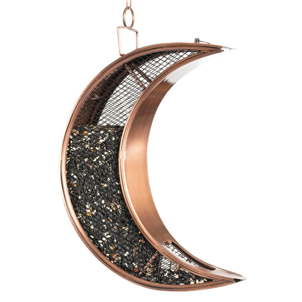 Over The Moon Copper Bird Feeder with Mesh Panels