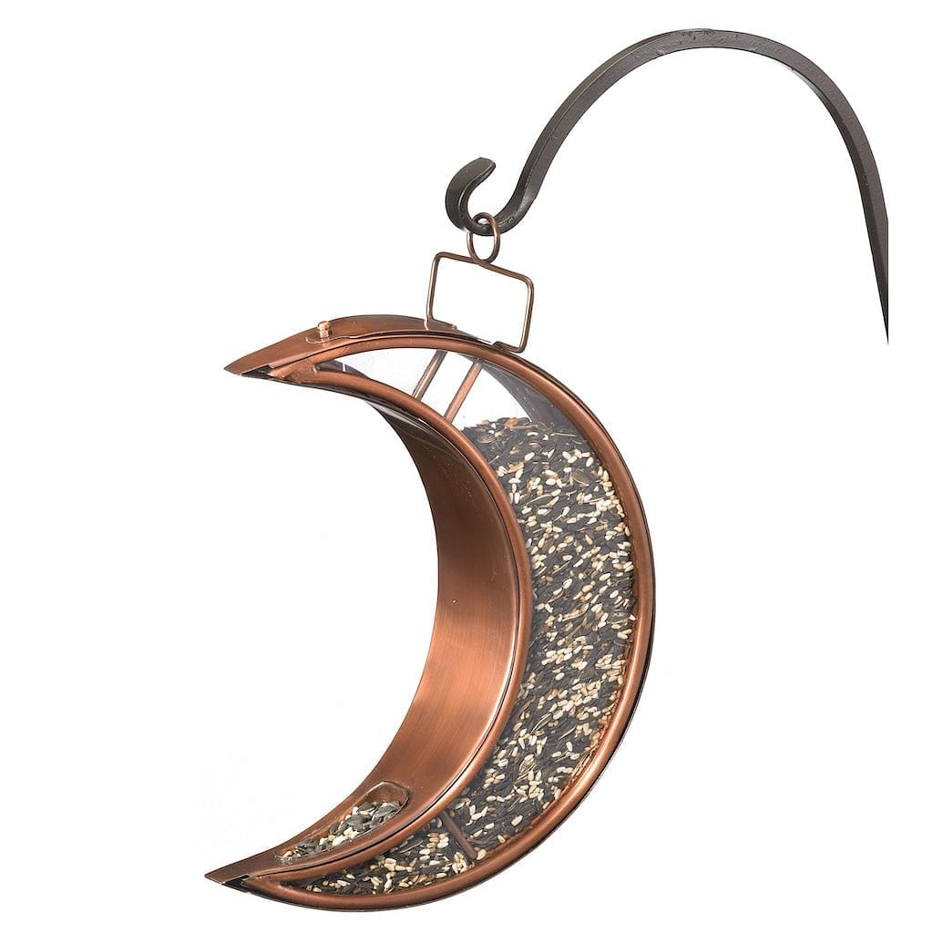 Crescent Moon Bird Feeder in Copper Finish