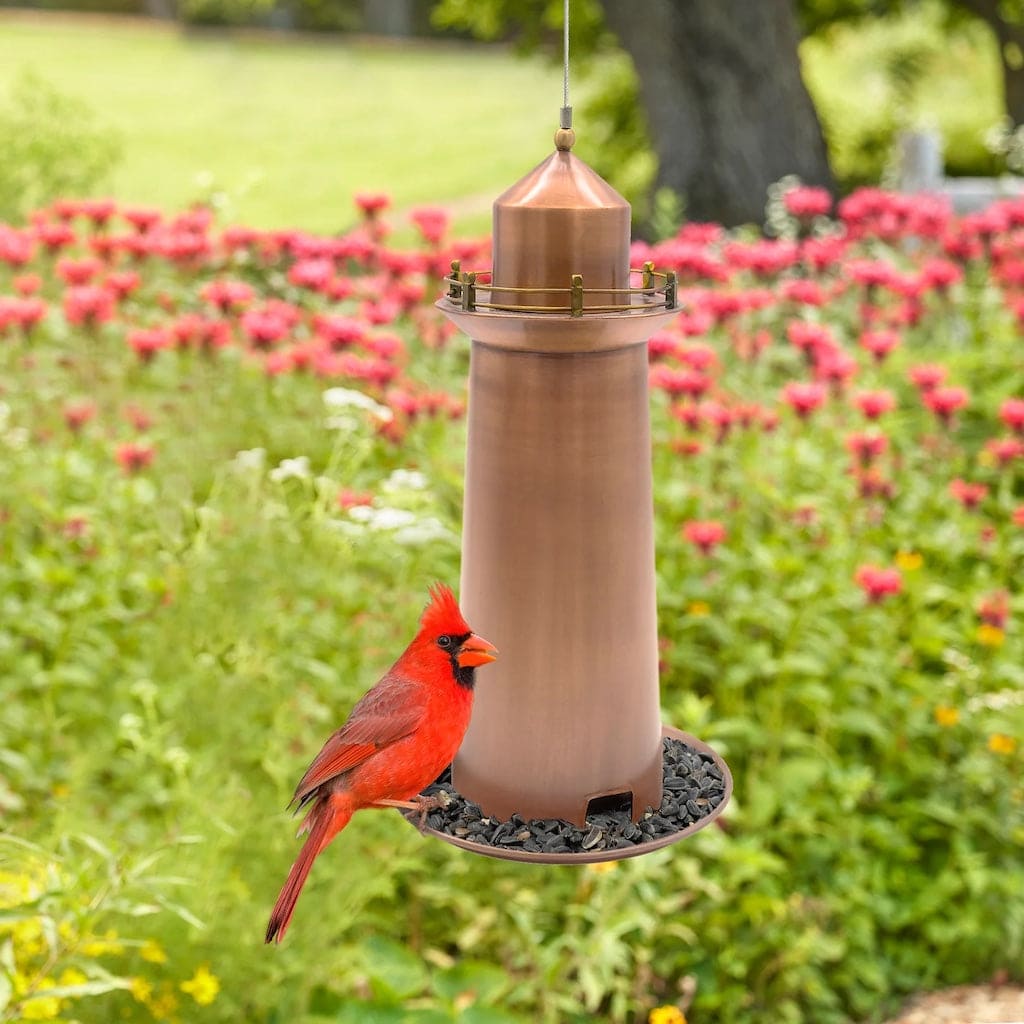 Copper and Brass Lighthouse Bird Feeder