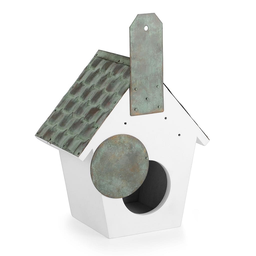 Classic Cottage Bird House with Verdigris Pure Copper Roof