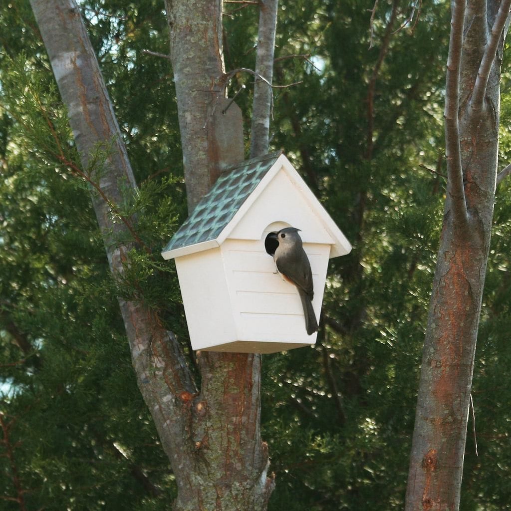 Classic Cottage Bird House with Verdigris Pure Copper Roof