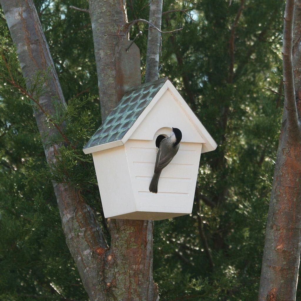 Classic Cottage Bird House with Verdigris Pure Copper Roof